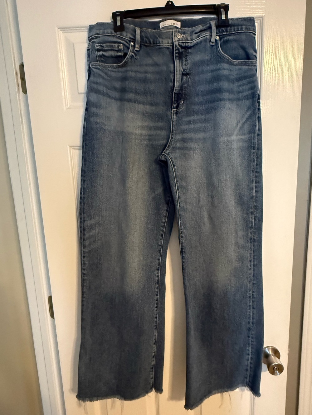 LOFT Women's Light Blue Frayed Wide-Leg Jeans
